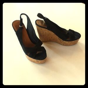 Suede Strappy Wedge Sandals